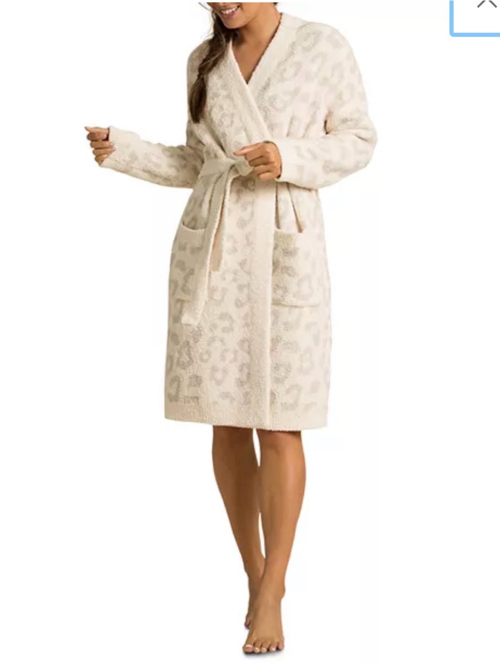 Barefoot Dreams CozyChic Leopard Robe 2X Cream Stone